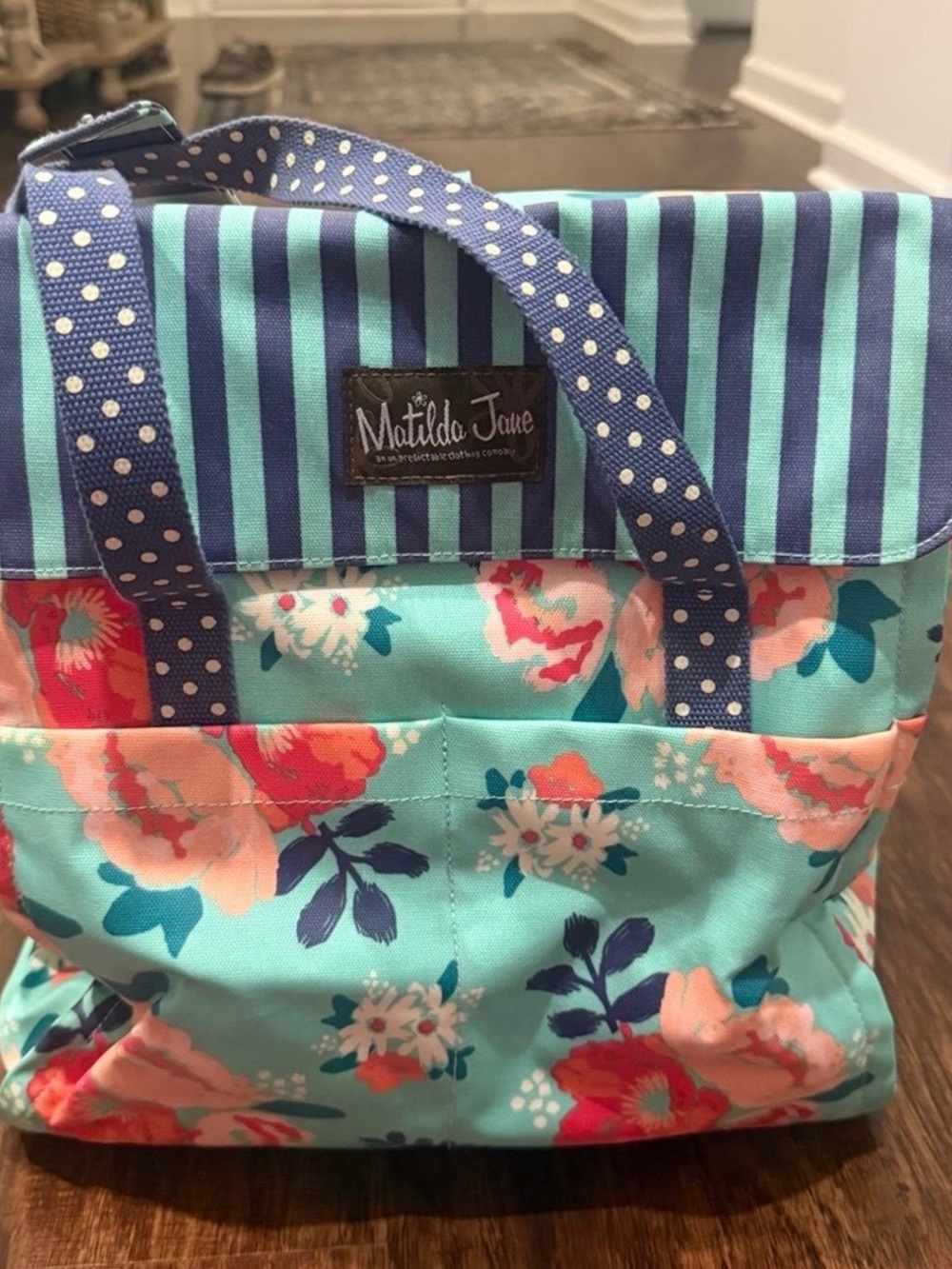 Matilda Jane Floral Aqua Diaper Bag